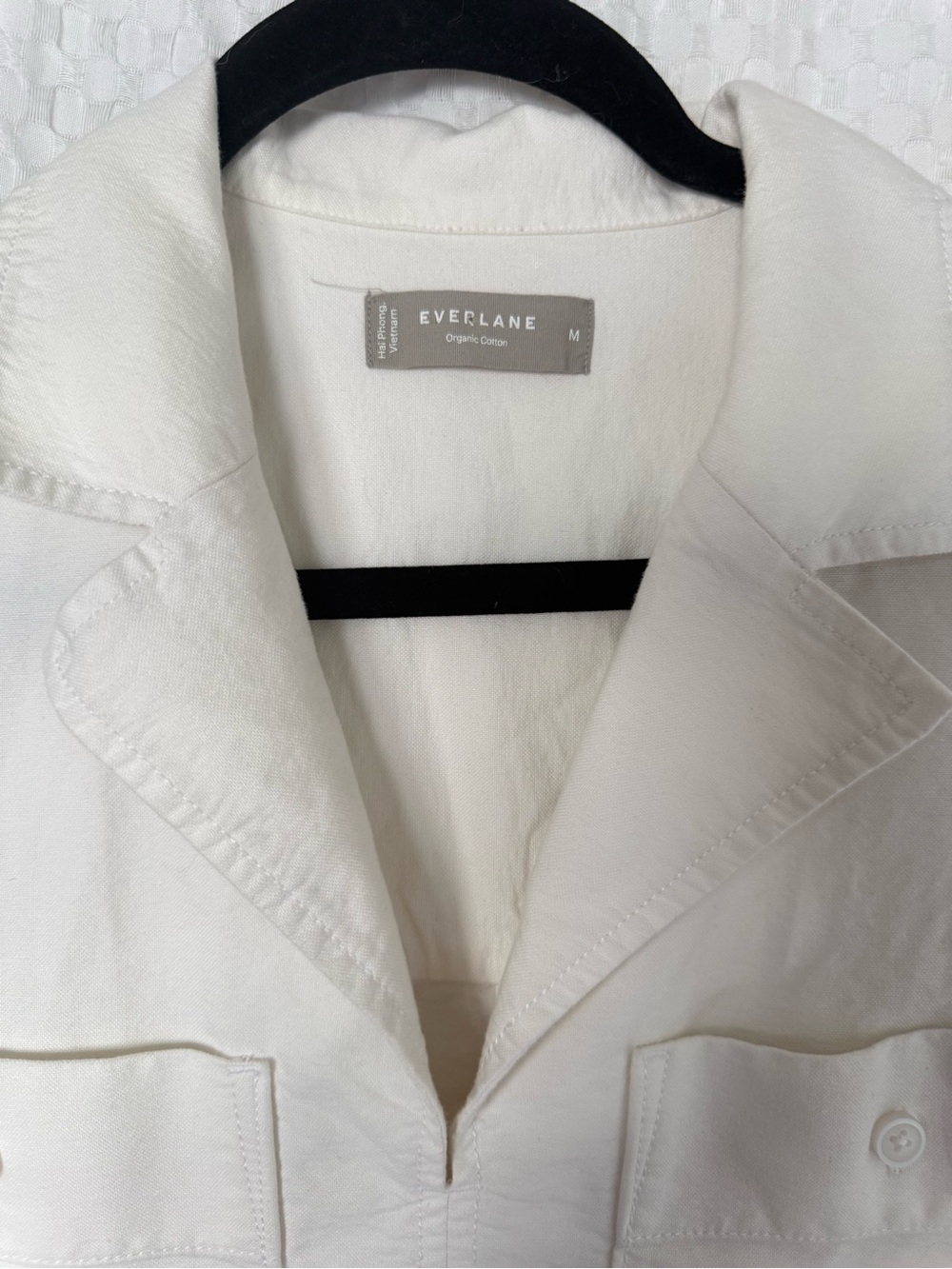 Everlane Ivory Organic Cotton Cropped Utility Shirt Top Size Medium - Picture 3 of 6